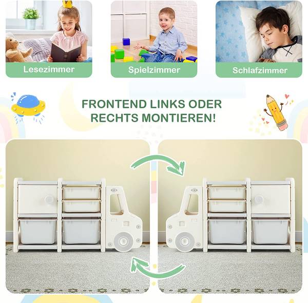 2 Ebenen Kinderregal Beige - Kunststoff - 32 x 66 x 110 cm