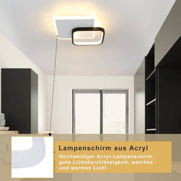 LED Deckenleuchte Vaynix Schwarz - 24 x 6 cm - Durchmesser Lampenschirm: 24 cm