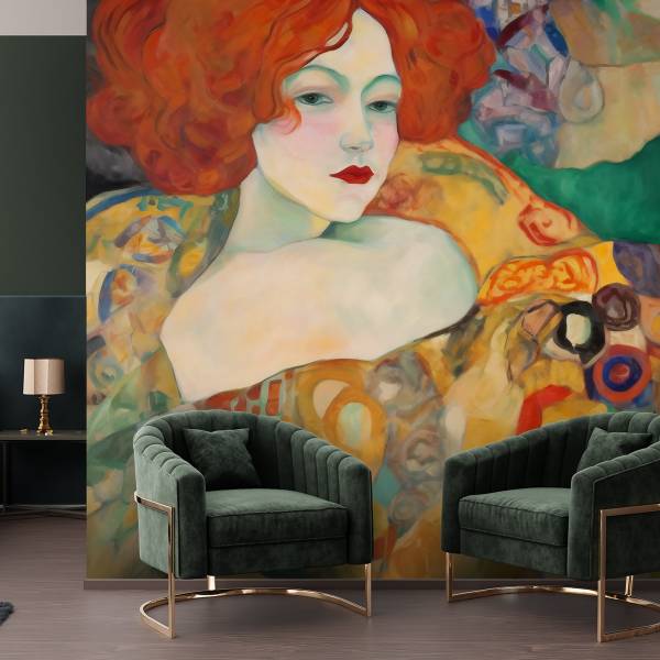 Fotobehang roodharige vrouw - g. klimt 350 x 245 cm