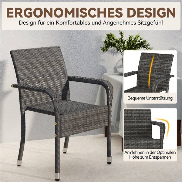 Gartenstuhl ARH29 2er Set Grau