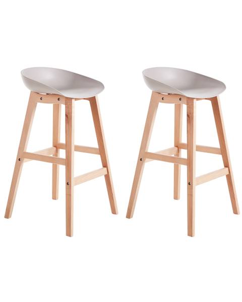 Set van 2 barstoelen MICCO beige - bruin - grijs - textiel - 42 x 85 x 46 cm