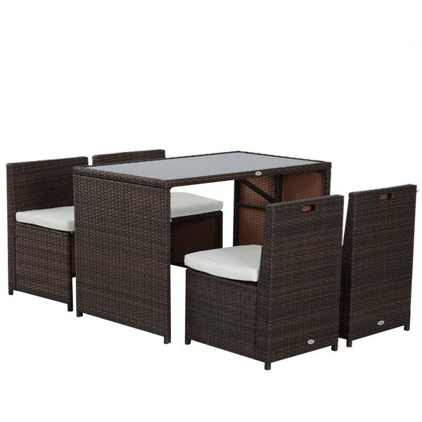 Gartenmöbel 5er-Set 861-012 Polyester - Sicherheitsglas - Polyethylen - 120 x 78 x 69 cm