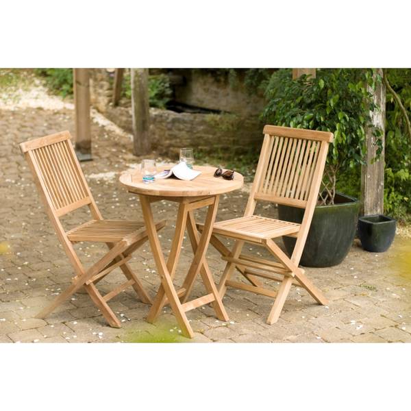 Salon de jardin en teck 2 personnes Marron - Teck - 60 x 77 x 60 cm