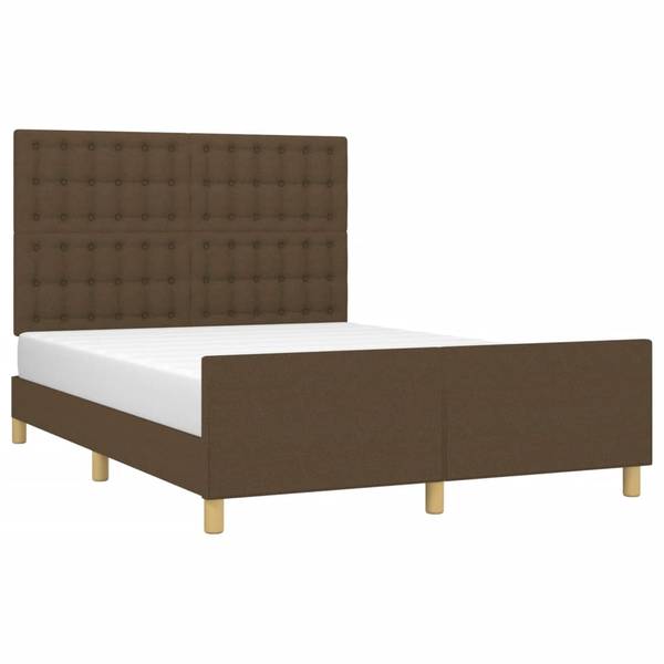 Bettgestell mit Kopfteil X649 Braun - Textil - 146 x 128 x 203 cm