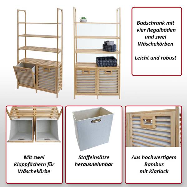 Badezimmerschrank N83 Braun - Bambus - 81 x 168 x 33 cm