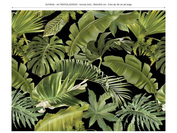 Panorama-Tapete Guyana Grün - Papier - 384 x 300 x 384 cm