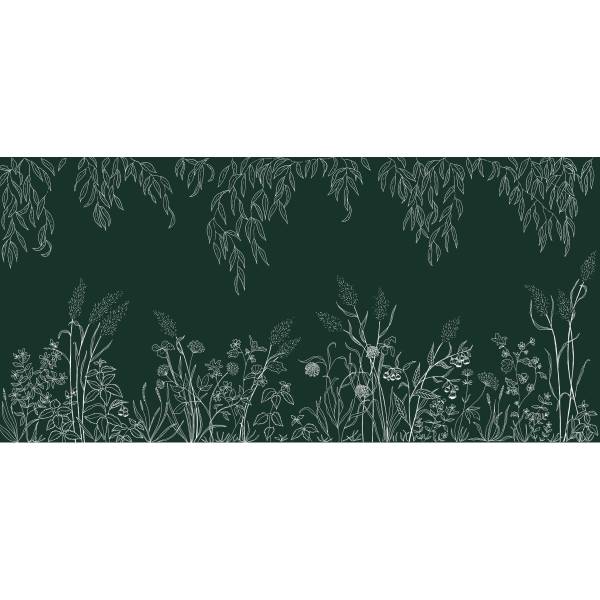 Papier peint  Sous la canopée Vert foncé - Largeur : 375 cm