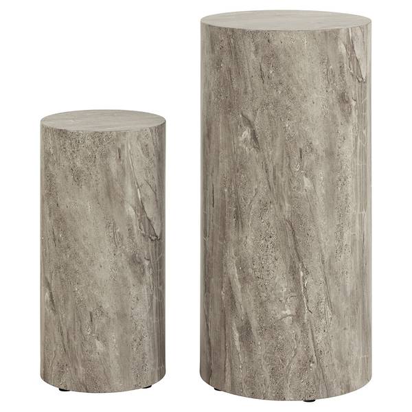 Dobbelstenen salontafel grijs - deels massief hout - 34 x 70 x 34 cm