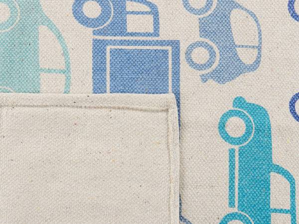 Tapis enfant MADURAJ Beige - Bleu - Fibres naturelles - 60 x 60 x 90 cm