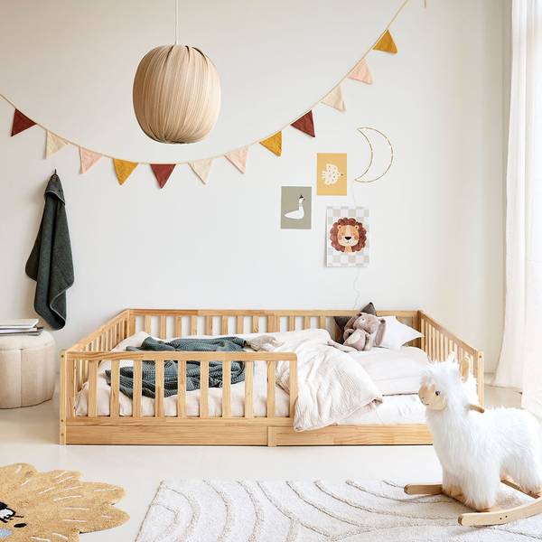 Montessori Bodenbett Nid Hellbeige - 145 x 45 x 205 cm