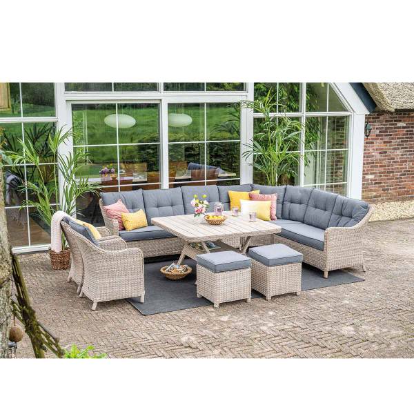 Loungediningset Nova 4 delig grijs - aluminium - 237 x 85 x 237 cm