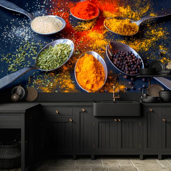 Fototapete Gewürzlöffel Curry Kurkuma 250 x 175 x 175 cm
