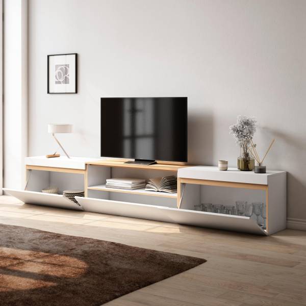 TV-Lowboard Cozy XVIII Braun - Weiß - Melamin - 260 x 45 x 35 cm
