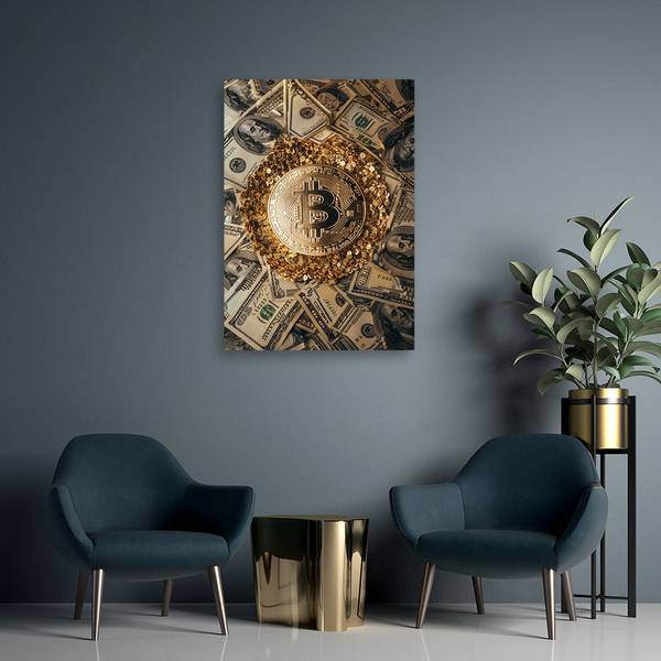 Wandbild krypto bitcoin 80 x 120 cm