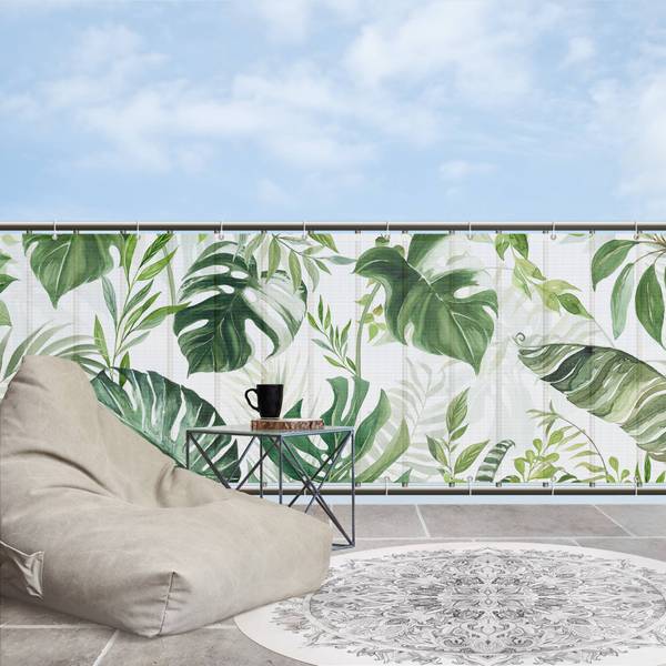 Balkon Sichtschutz Tropische Blätter 200 x 90 cm
