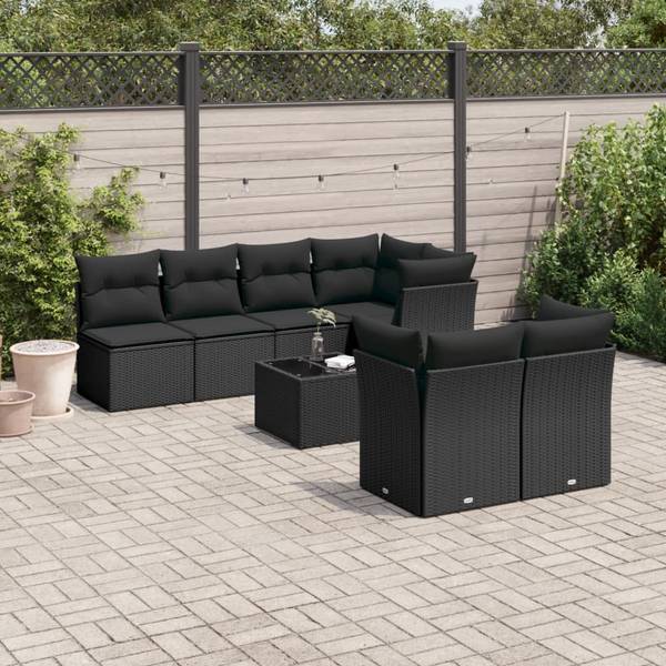 Salon de jardin 3034219-3 lot de 8 Noir