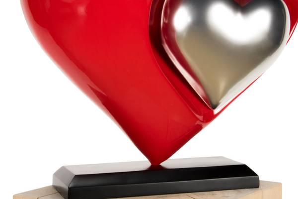 Skulptur Liebe Jec Rot - Silber - Kunststein - Kunststoff - 47 x 44 x 20 cm
