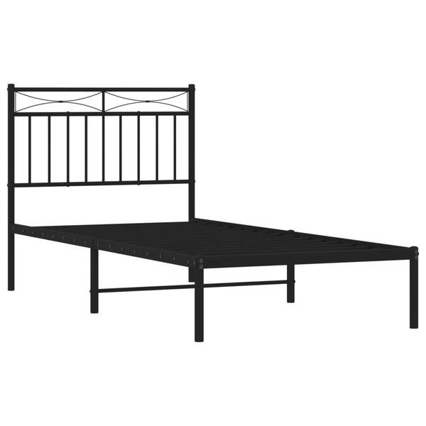 Bettgestell mit Kopfteil X291 Schwarz - Metall - 95 x 91 x 196 cm