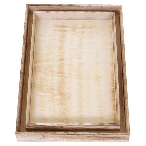 Schaal H285 dienblad Shabby (set van 2) licht eikenhout