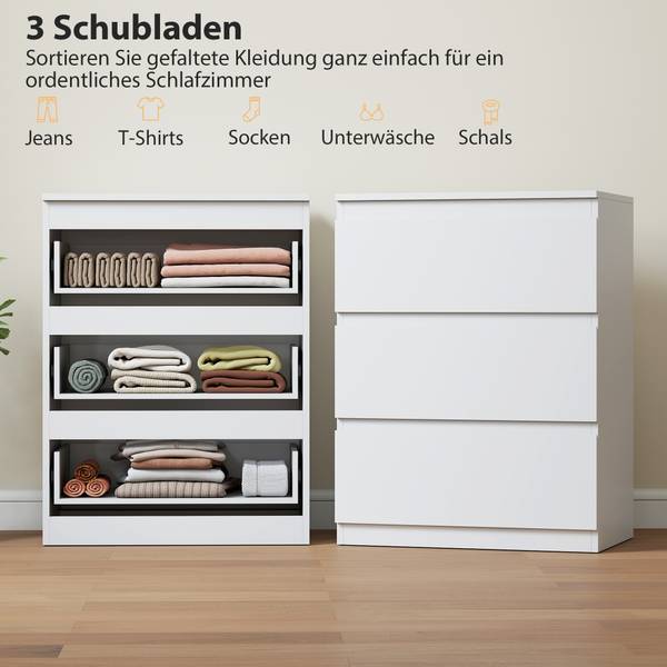 Kommode 83D-119V90WT Weiß - Holzwerkstoff - 40 x 79 x 60 cm
