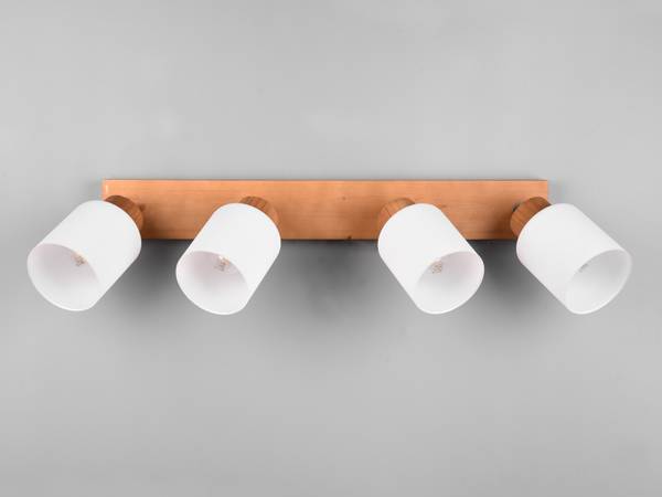 LED Deckenstrahler Holz Glas Weiß 60cm Braun - Weiß - Milchglas - 60 x 10 x 21 cm