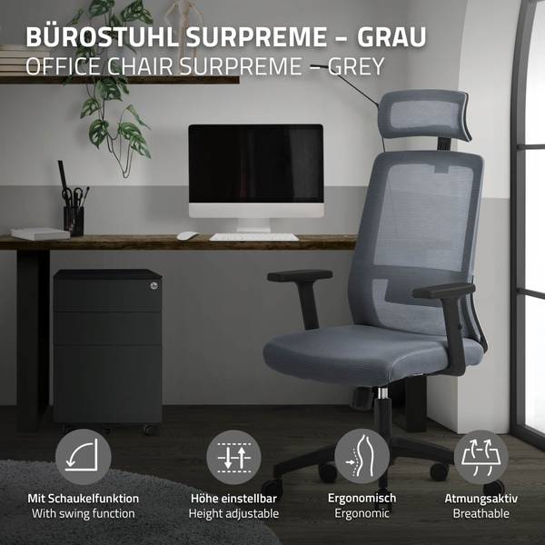 Bürostuhl TORONTO Schwarz - Grau