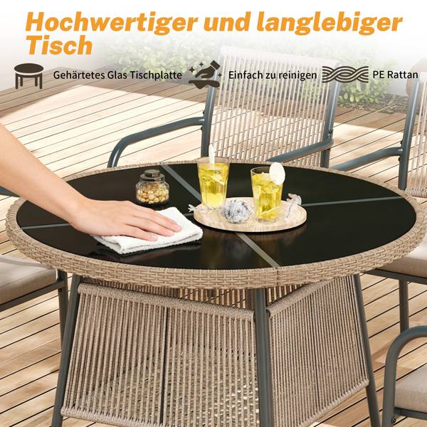Gartenmöbel-Set Anemoi Ⅰ Beige - Schwarz - Metall - Textil