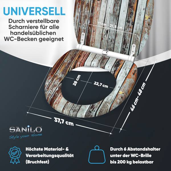 WC-Sitz Antik Braun - Holzwerkstoff - 38 x 6 x 48 cm