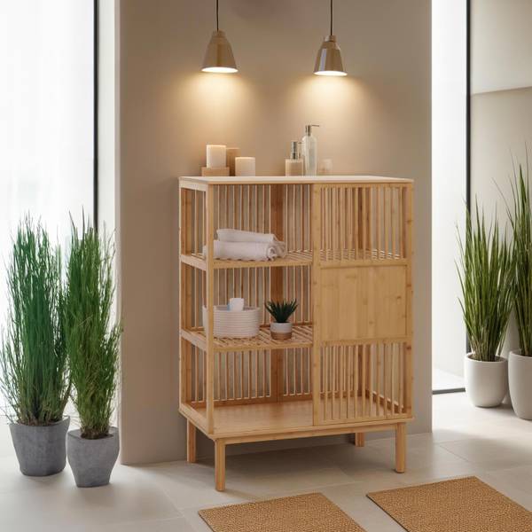 Standregal N81 Braun - Bambus - Holzwerkstoff - 80 x 115 x 45 cm