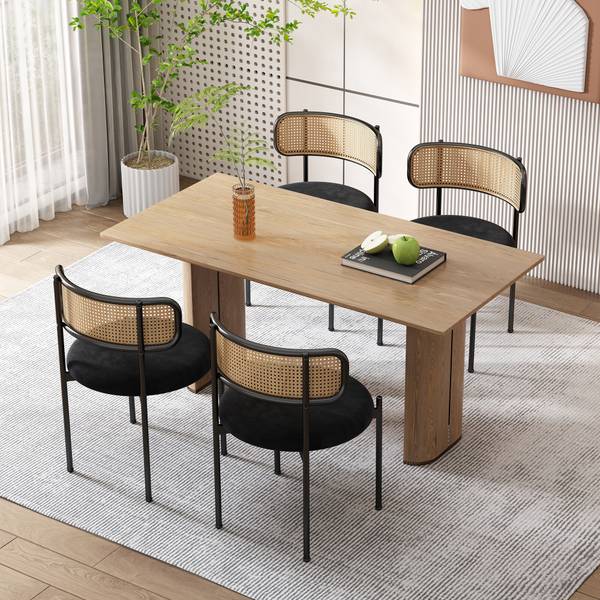 Esszimmerstuhl Yuhrar BK 4er-Set Schwarz - Metall - 51 x 75 x 51 cm