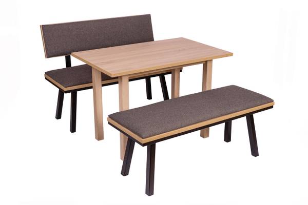 Essgruppe Die Elegante Ti II (3er Set) Schwarz - Grau - Eiche Dekor - Steingrau