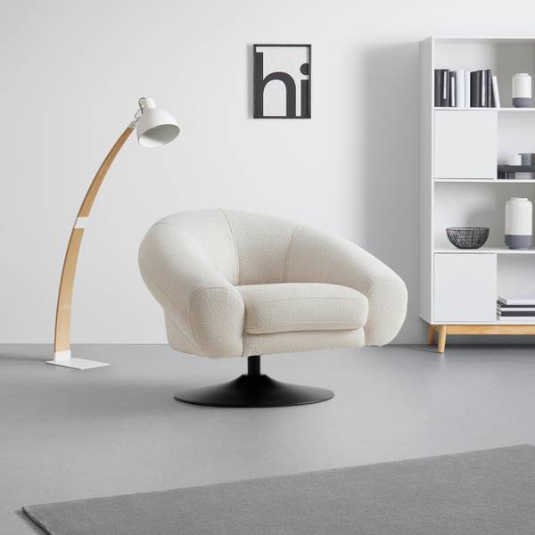 Designsessel LUGO Beige - Weiß - Textil - 93 x 72 x 79 cm