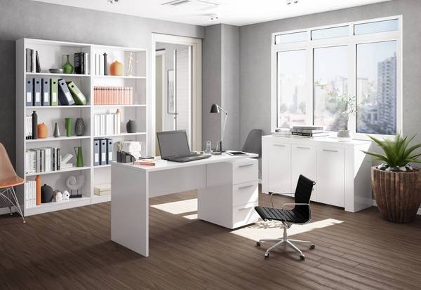 Schreibtisch Dallas Weiß - Holzwerkstoff - 60 x 74 x 138 cm