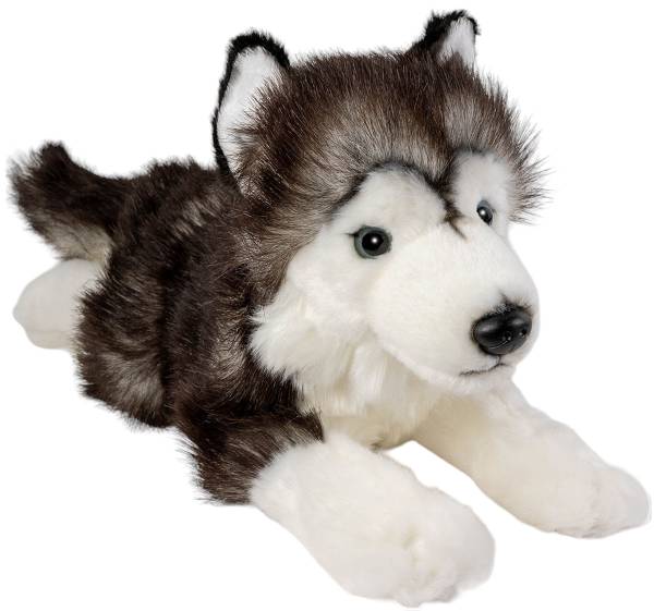 Kuscheltier Husky Schwarz - Kunstfell - 13 x 15 x 32 cm