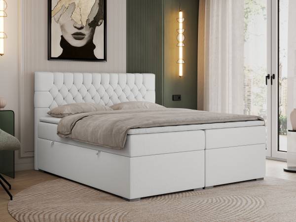Boxspringbett PERA Weiß - Breite: 200 cm - H4