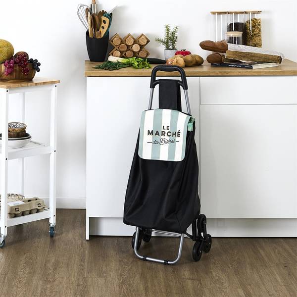 Einkaufstrolley Bistrot Schwarz - Grün - Metall - Kunststoff - 31 x 95 x 36 cm