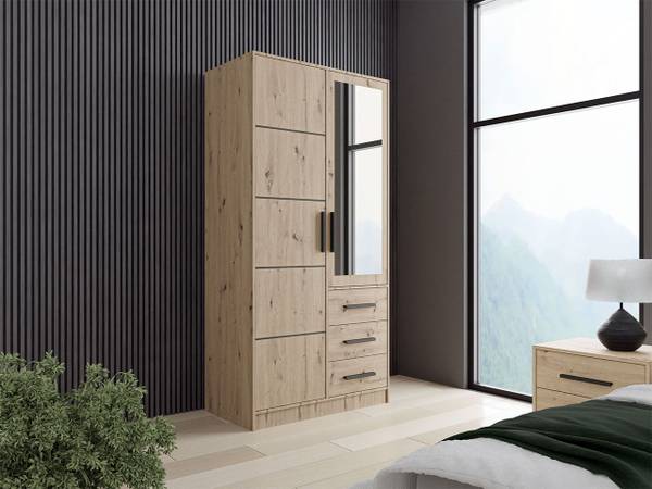 Kleiderschrank Kos D2 Braun - Holzwerkstoff - 100 x 200 x 58 cm