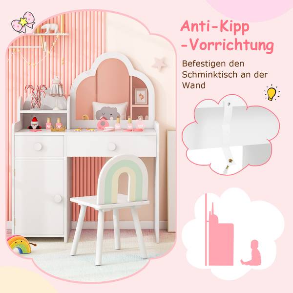 Schminktisch TK32526 Weiß - Holzwerkstoff - 40 x 98 x 81 cm