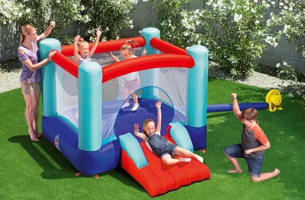 Hüpfburg SPRINGNSLIDE Blau - Kunststoff - 210 x 152 x 250 cm