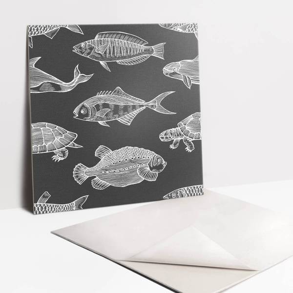 Selbstklebende Fliesen (9 St.) Schild Grau - Polyester PVC - 30 x 30 x 0 cm