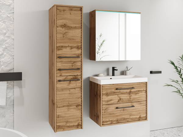 Badmöbel-Set Cadana I mit LED 4-teilig Eiche