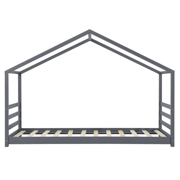 Lit enfant Vardø Pin 90 x 200 cm Gris - Bois massif - 200 x 142 x 90 cm
