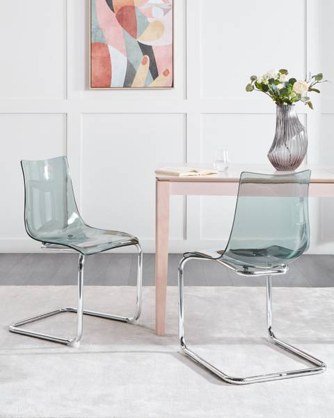 Set van 2 eetkamerstoelen MARSHALL zwart - zilver - transparant