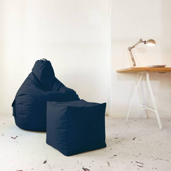 Sitzsack-Hocker Pouf "Cube" 40x40x40cm Nachtblau