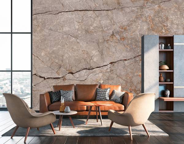 Fototapete 709 Stonewall modern Design Beige - Grau - Fleece - 375 x 250 x 1 cm