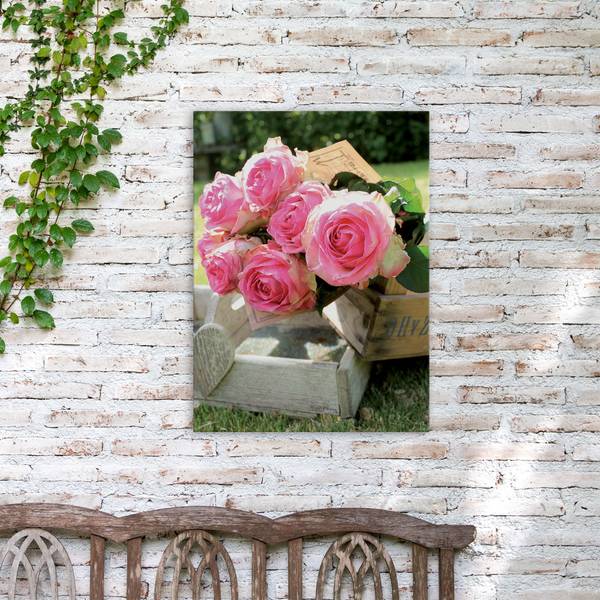 Leinwandbild Romantische rosen Grün - Baumwollstoff - 50 x 70 x 1 cm