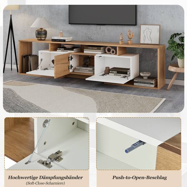 TV-Schrank Eos Ⅶ Braun - Weiß - Holzwerkstoff - 30 x 49 x 180 cm