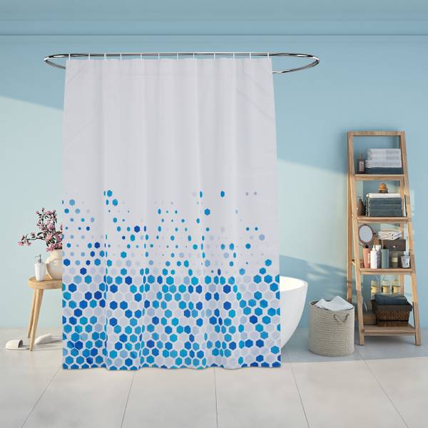 Rideau de douche 180 x 200 cm Bleu - Gris - Blanc