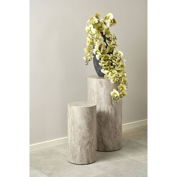 Dobbelstenen salontafel grijs - deels massief hout - 34 x 70 x 34 cm