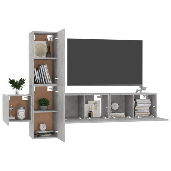 TV-Schrank 5er Set D875 Grau - Holzwerkstoff - 30 x 30 x 60 cm